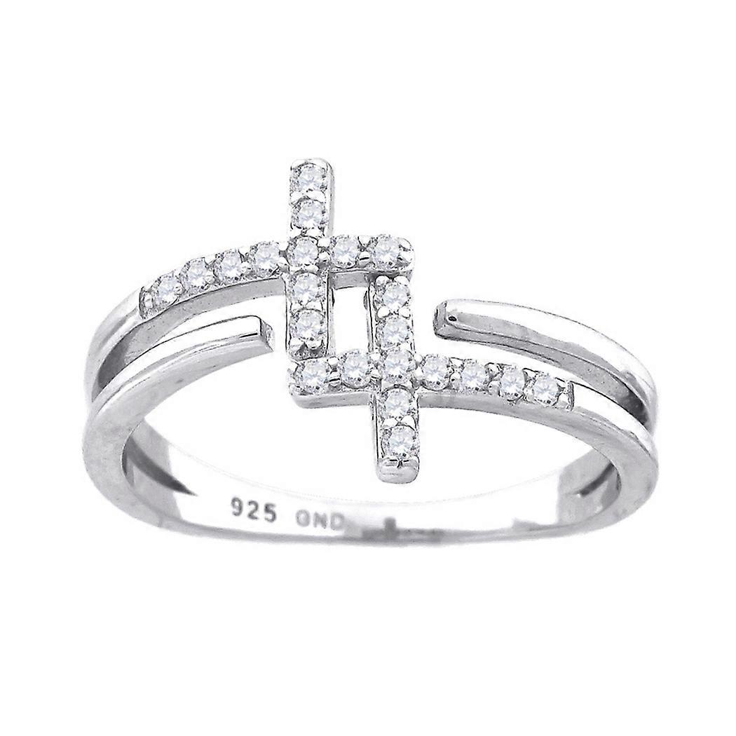 925 Sterling Silver Womens Cubic Zirconia Religious Double Cross Adjustable toe ring7-toe ring for Women