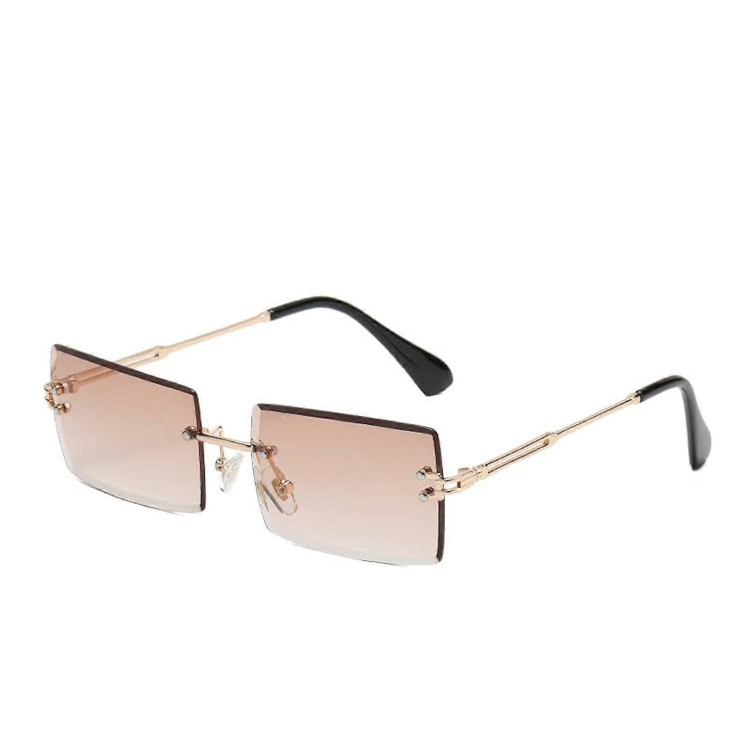 UV400 Metal Rimless Rectangle Sunglasses, Unisex Eyewear, Metal Frame, Rectangular Eyewear