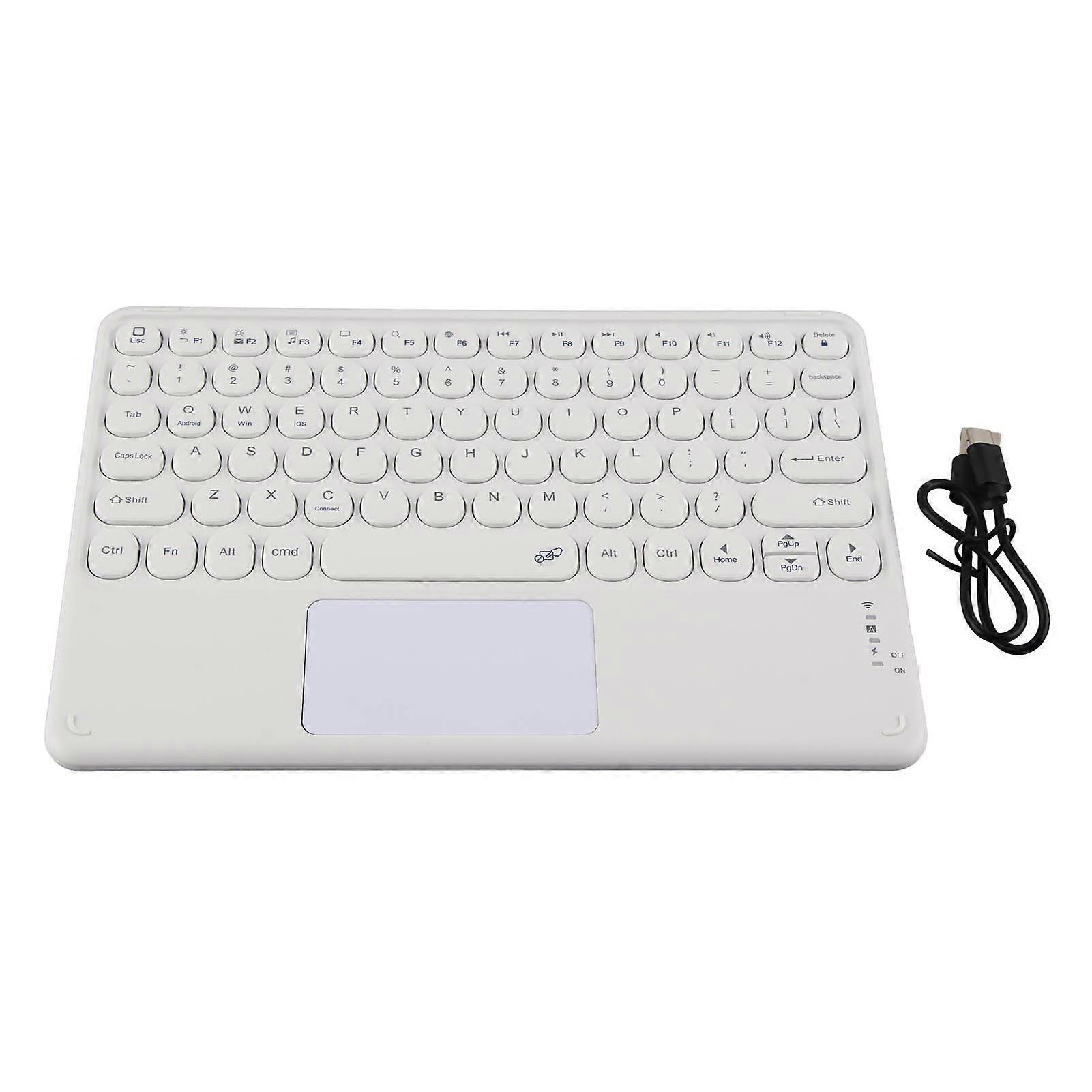 Teclado sem fio à prova d'água com tecla redonda de 10 polegadas e touchpad,