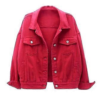 Kvinder Og Frakker Varm Ærme Denim Jakke Overtøj S2024123017298 XL Rød