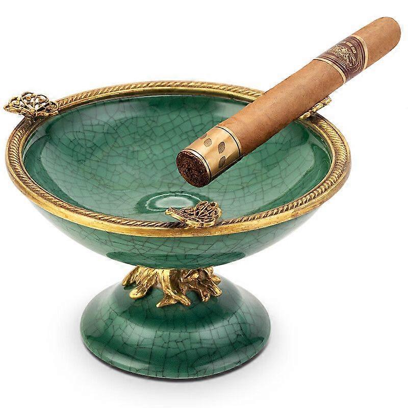 Cigar Ashtray, Ceramic Copper, Multi-Caliber Chimney, Copper Bottom