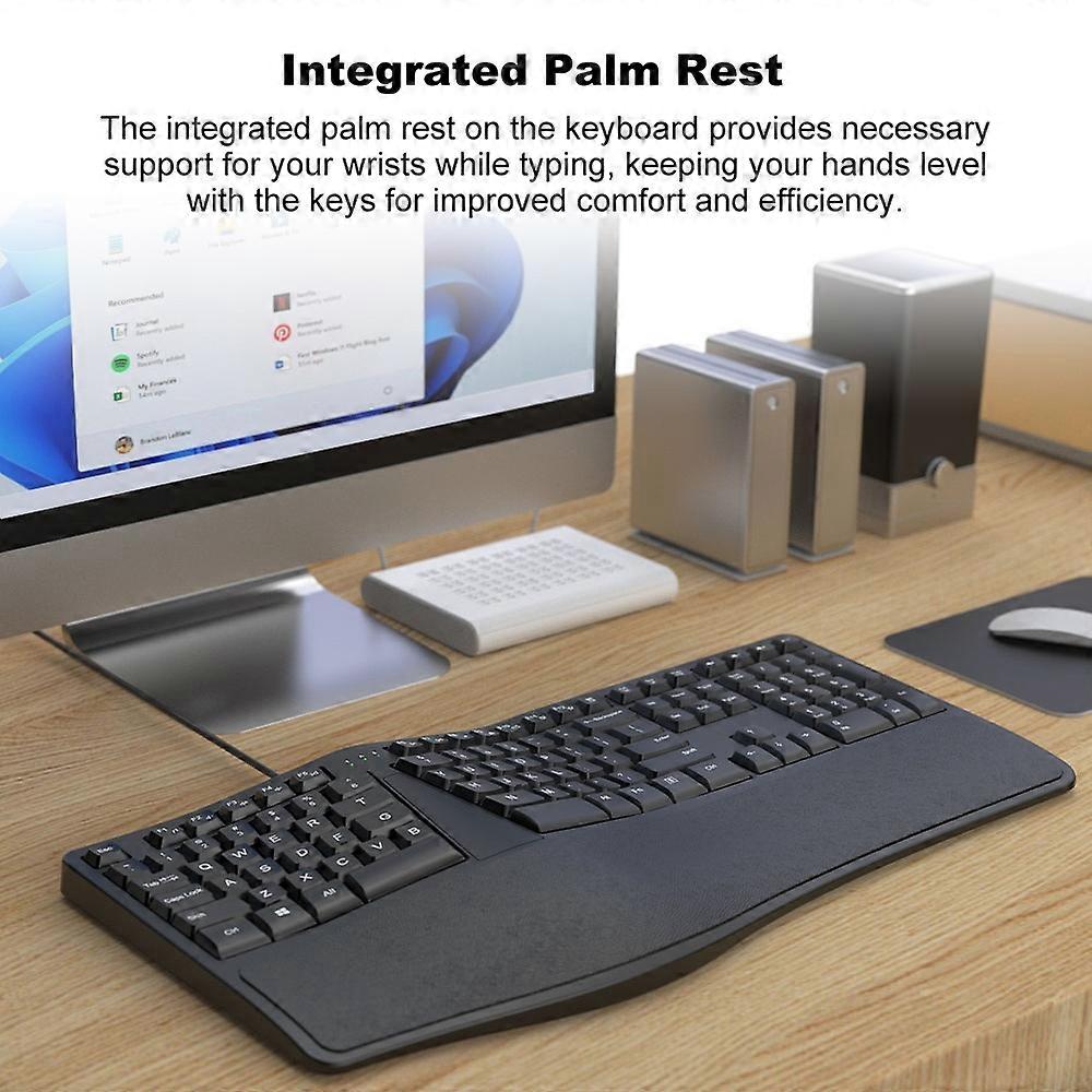 Ergonomic Keyboard Wired Keyboard K110 Arched Keyboard Curved Keys Padded Palm Rest Full Size Keyboa