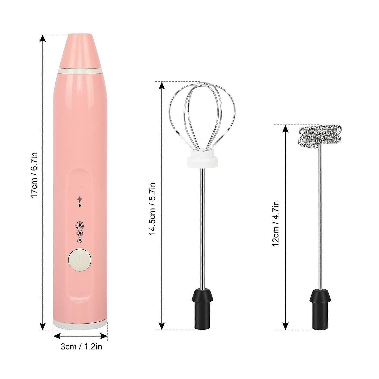 Electric Handheld Egg Whisk Milk Frother Foam Maker USB Rechargeable Mixer with 2 Stainless Steel Wh