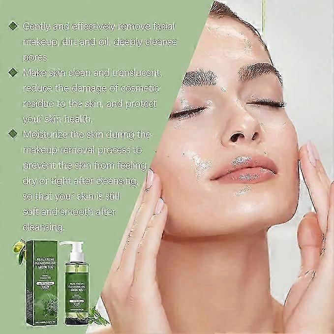 Cleansing Oil, Deep Cleansing Oil, With Green Tea Extract, Clean Deep Pores and Makeup Removal, Gently Cleanses Face and Removes Eyes and Lips