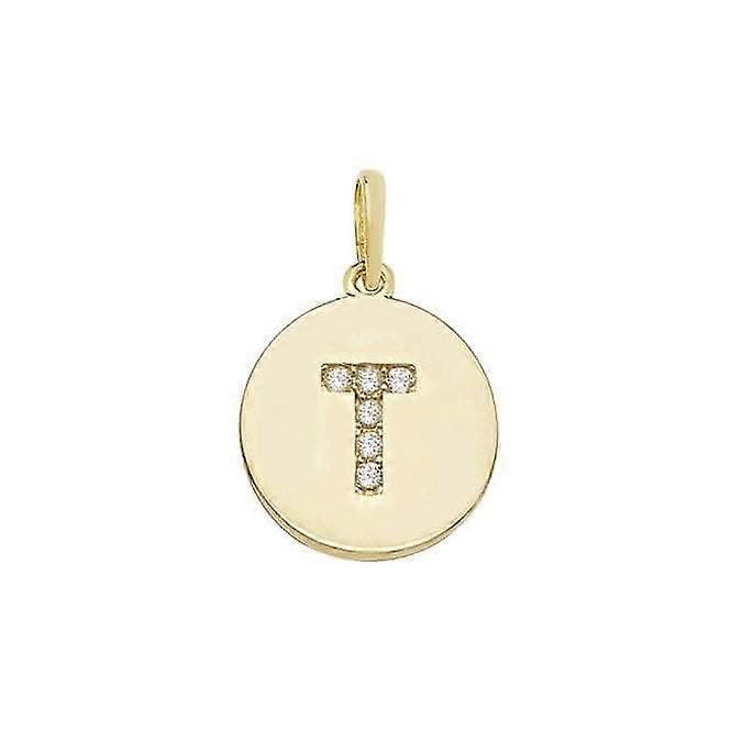 9ct Yellow Gold Round Zirconia Initial Pendant PN610/T