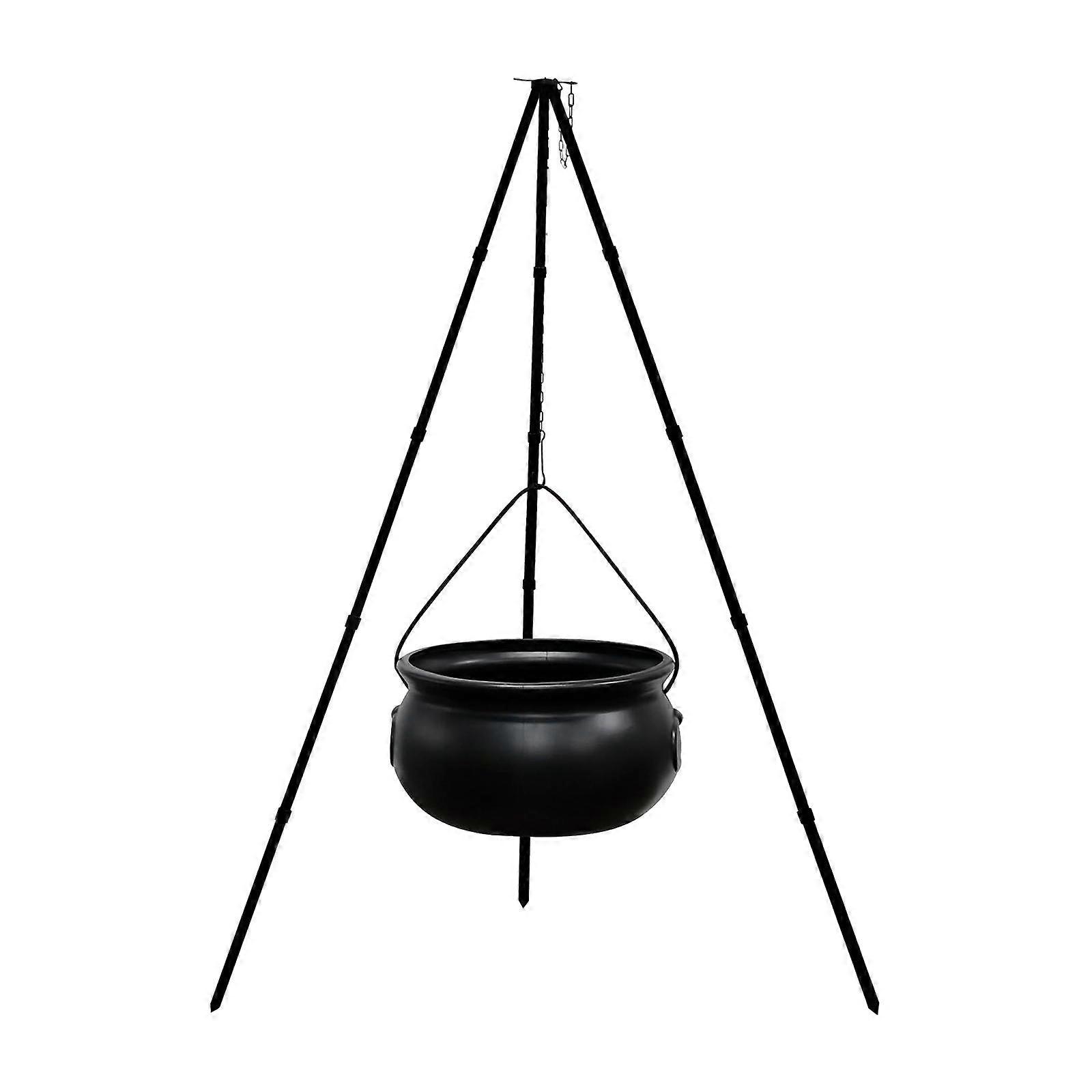 Halloween Witch Cauldron with Tripod Candy Bucket Metal Decorative Scene Setting