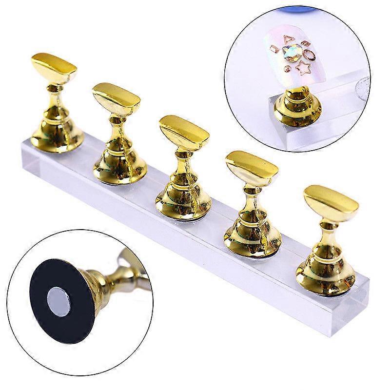 Magnetic Nail Practice Hand Nail Supplies Display Stand gold