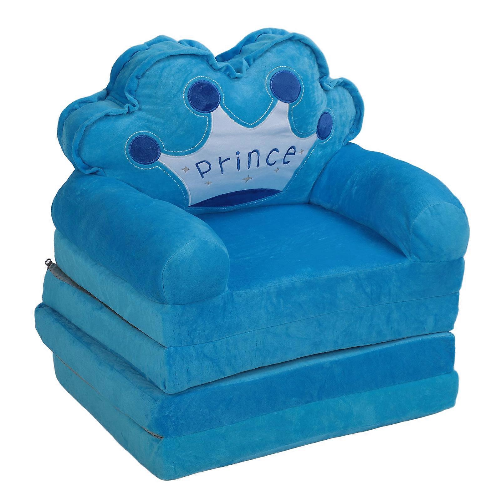 Foldable Cartoon Chair Blue Crown Multi-Functional Kindergarten Sofa