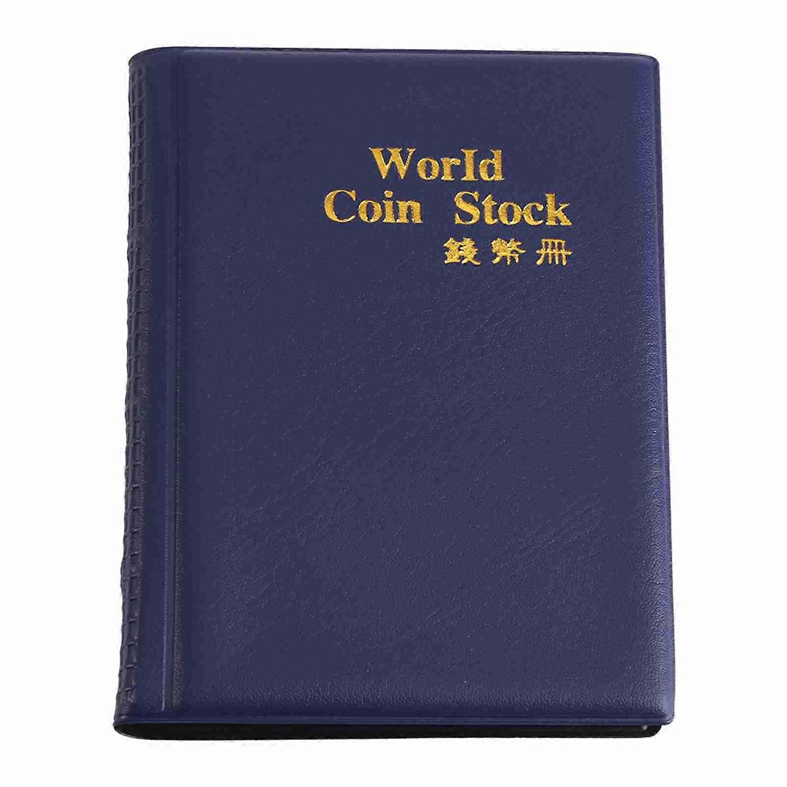 World Coin Storage Album, 120 Pockets, 10 Pages, Blue