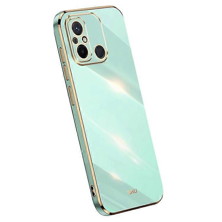 XINLI Compatible For Xiaomi Redmi 12C 4G Precise Lens Cutout Phone Case Electroplating Golden Edge Flexible TPU Cover