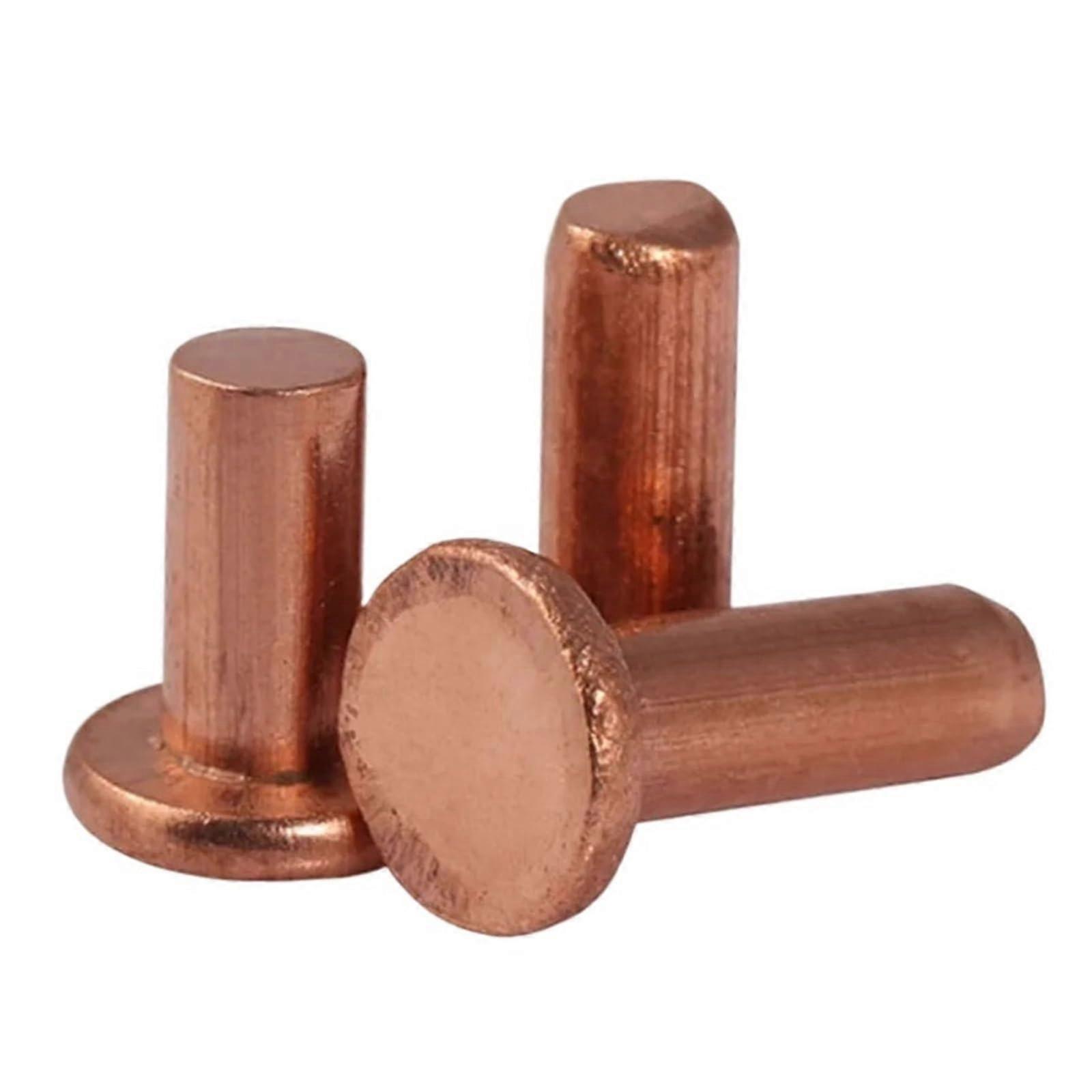 M3 Countersunk Flat Head Solid Copper Rivet Nut Insert Nuts 3mm X 14mm for Metal and Wood Applications