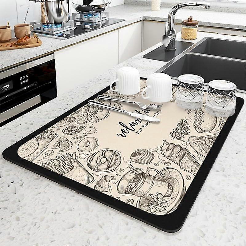 Plate Drying Mat for Kitchen Counter, 16" x 24" Super Absorbent Diatomite Drying Mat for Dishes and Glassware