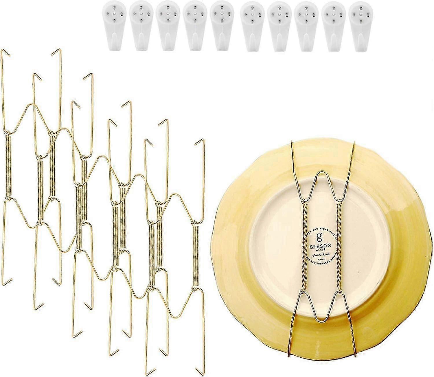 Pacote com 10 Cabides de Pratos para Parede Compatíveis com Pratos Decorativos de Aço Inoxidável 8 Polegadas com (8 Polegadas Dourado)_Lucky_B