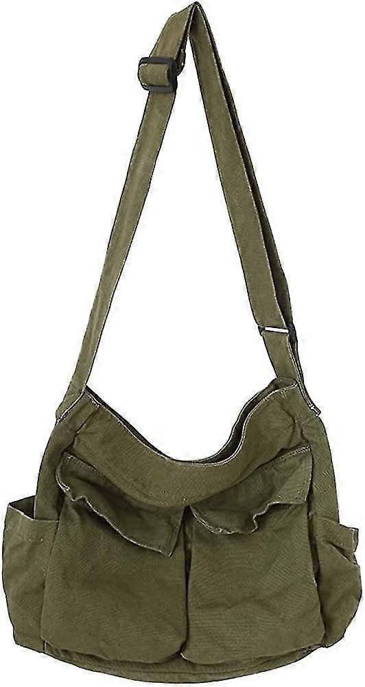 Canvas Messenger Bag Large Hobo Crossbody Bag With Multiple Pockets Canvas Shoulder Tote Bag For Women And Men