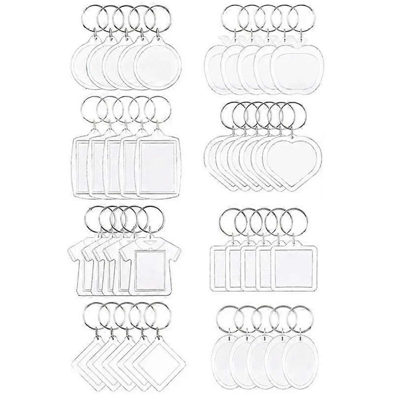 10pcs Transparent Rectangle Blank Clear Acrylic Insert Photo Picture Frame Keyring Keychain DIY Split Ring Key Chain Gifts