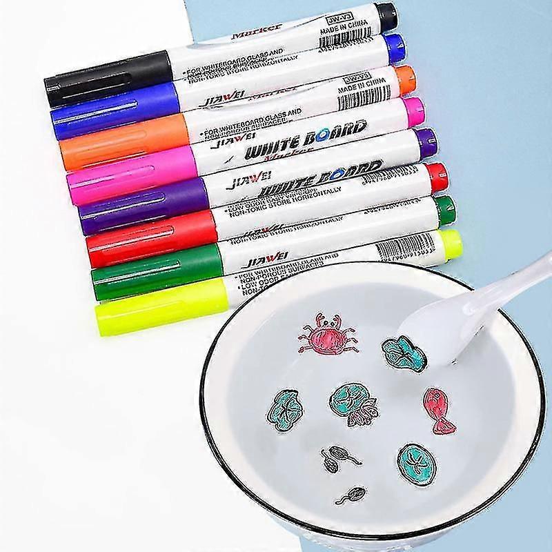 4-8-12 Color magic pen water-based erasable whiteboard pen water-based drawing can be floated crayon pen