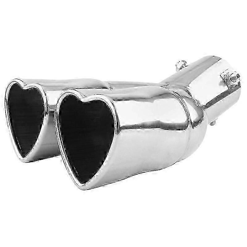 rustfritt stål eksos spissen hjertet form dual pipe hale halsen lyddemper lyddemper tips bil lyddemper