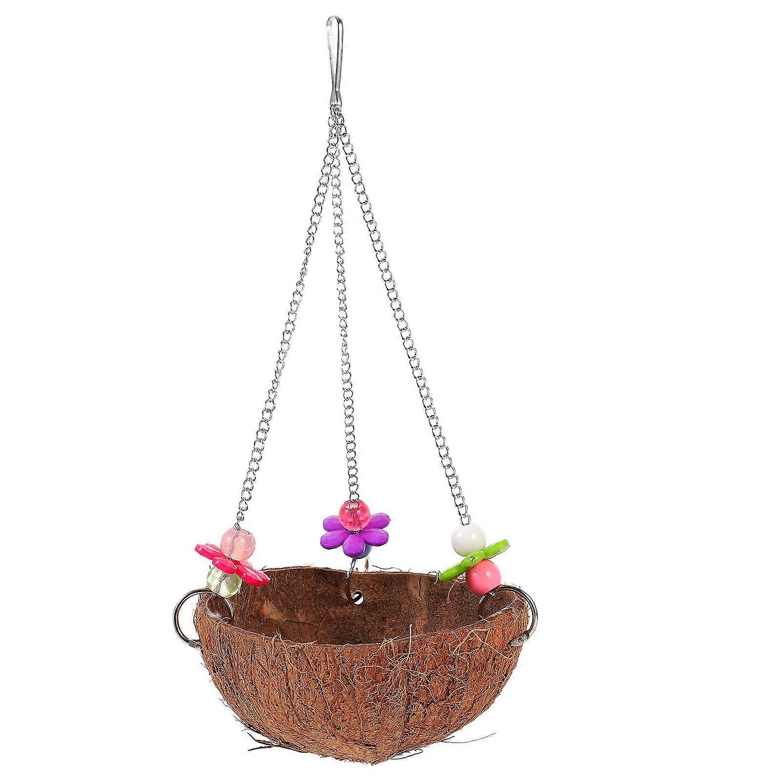 Coconuts Shell Bird Nest Hanging Bird House Natural Bird Nest Parrot Birdcage Bird Swing