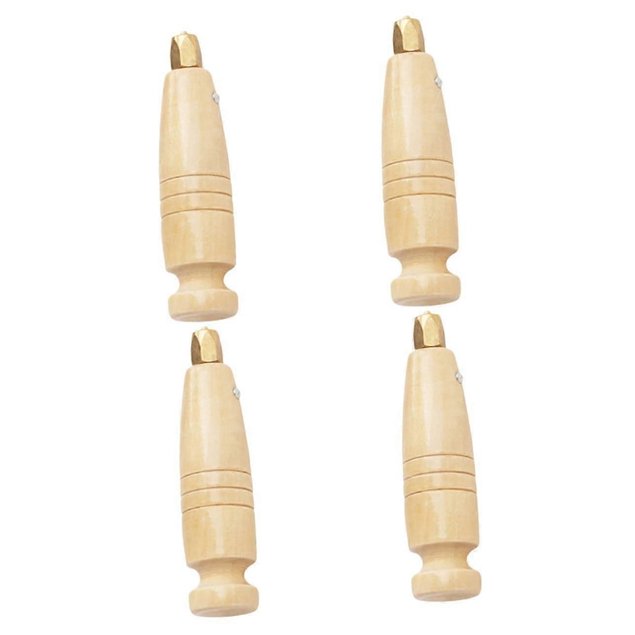 4pcs Sandalwood Handle Welting Awl for Leather Sewing Tool Replacement
