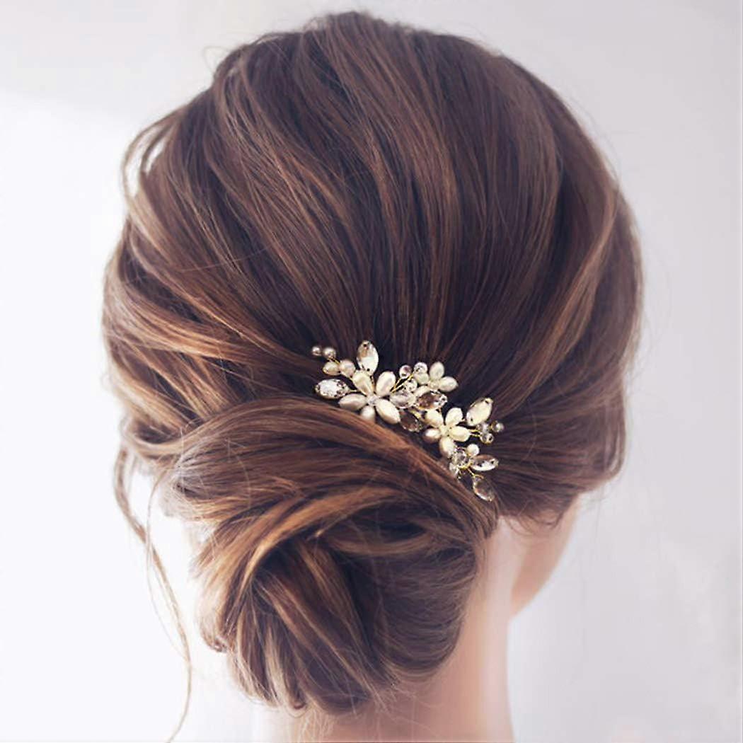Pearl Bride Wedding Hair Pins Gold Bridal Hair Accessories Decorative Hair Clips for Women HP065
