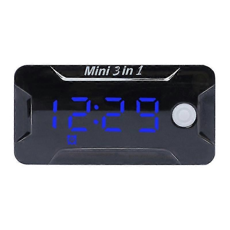 Waterproof Digital Time Clock & Thermometer & Voltage Voltmeter Motorcycle-COLOR Blue