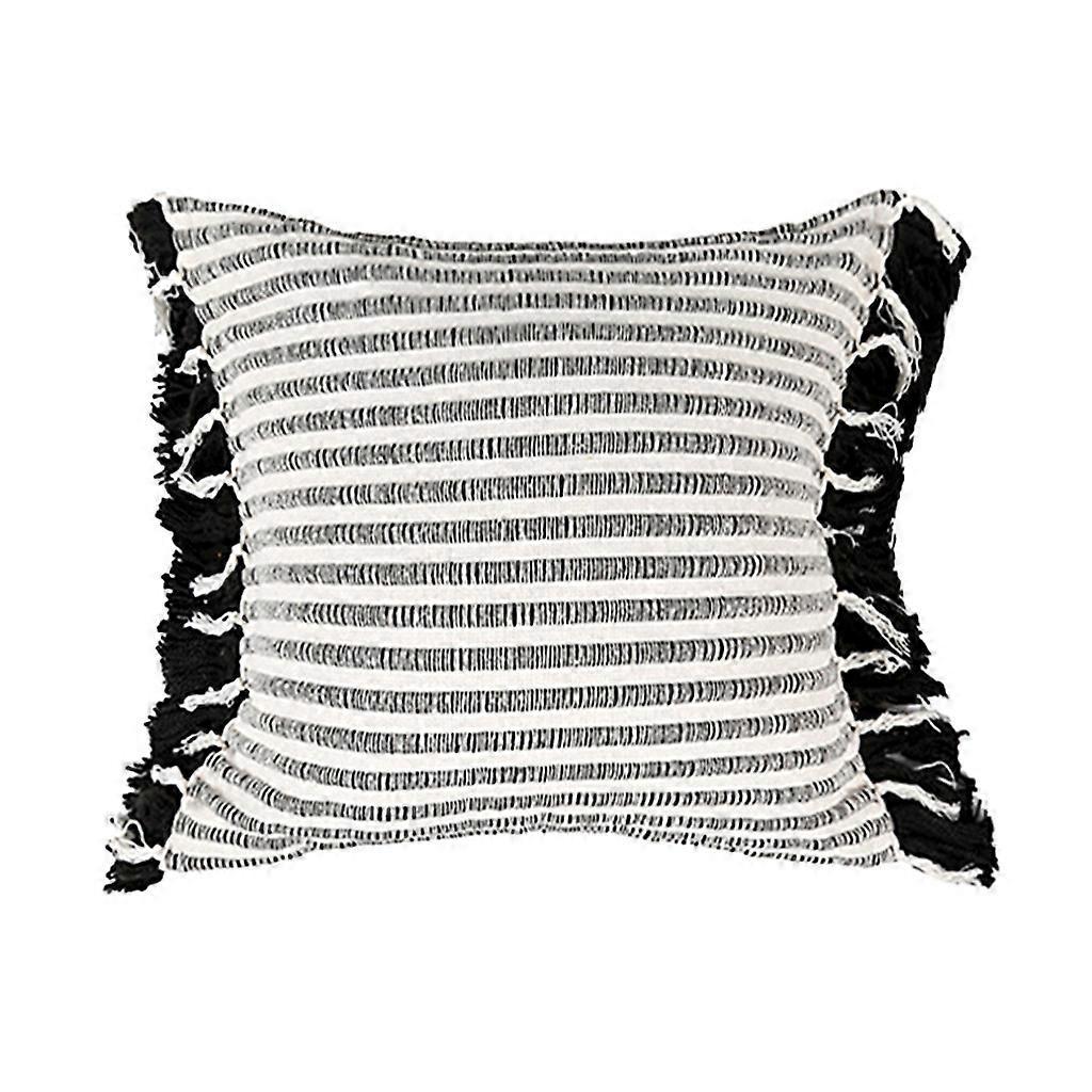 Morocco Farmhouse Throw Pillow for Case with Tassel Pillowcase Stripes Cushion C