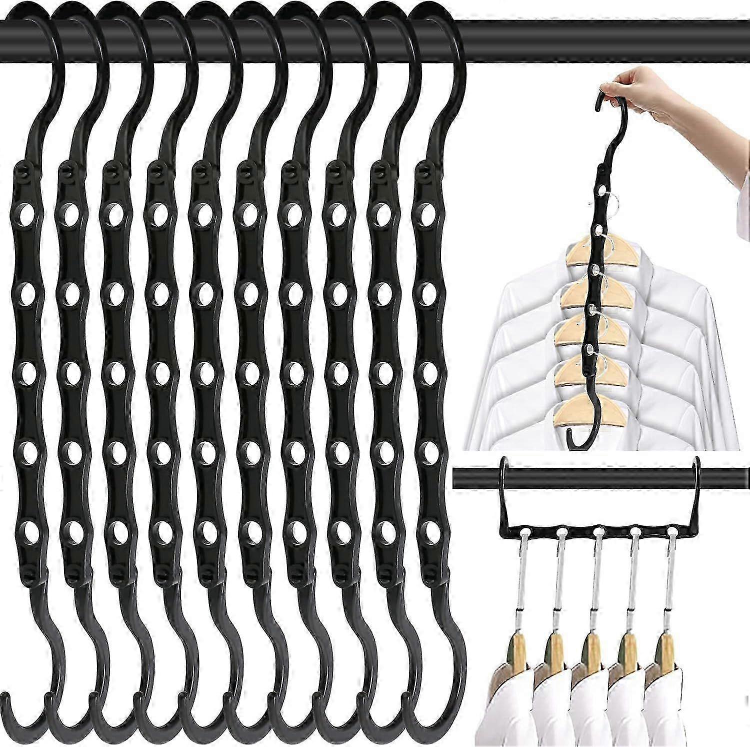 10-Piece Magic Clothes Hangers, 5-Hole Space-Saving Wardrobe Organizer