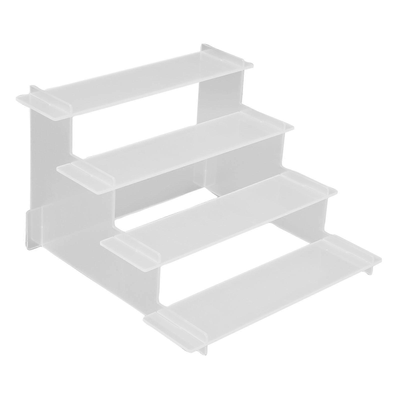 4 Tier Display Shelf Thickened Plastic Multi Tier Display Stand for Salon and Dessert Shop Use White