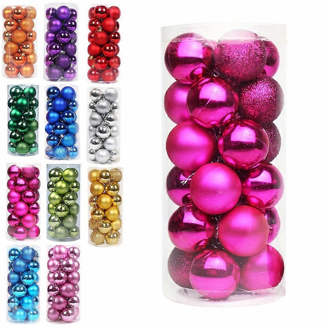 24pcs Large Christmas Hanging Ball Ornaments for Holiday Party Decorations, Xmas Tree Decorations with Festive Colors