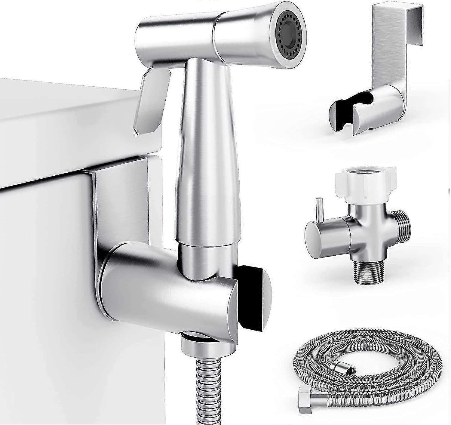 Toalett Bidéspruta, Handhållen Bidéfäste, Badrumsspruta Kit - Silver