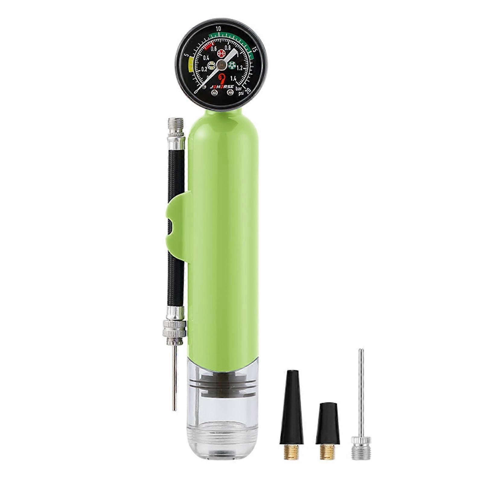 20PSI Handheld Air Pump for Tires and Sports Balls, Portable Manual Inflator, Easy to Use, Green