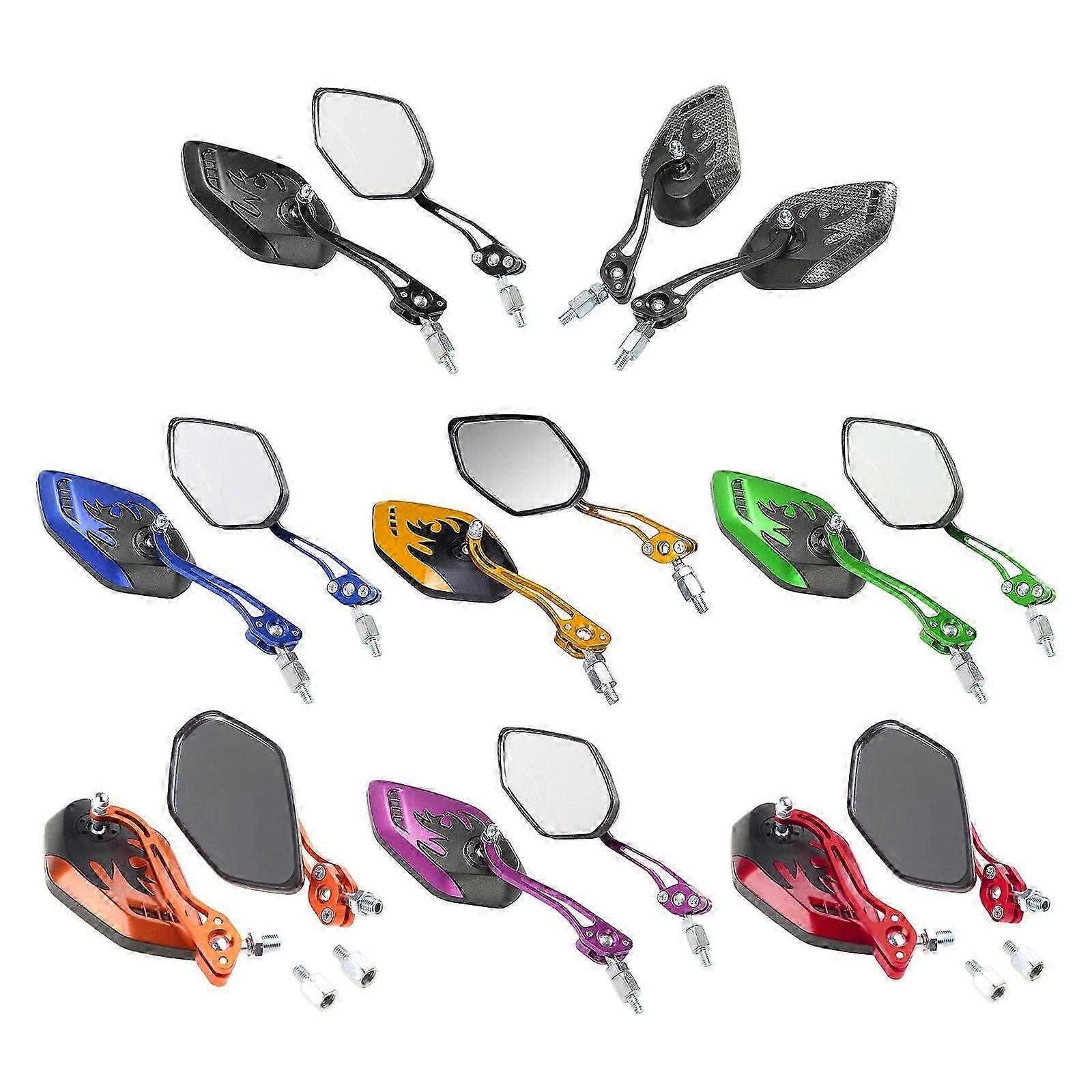 Universal 360 Adjustable Motorcycle Side Mirrors 8/10mm Red Rear View Replacement