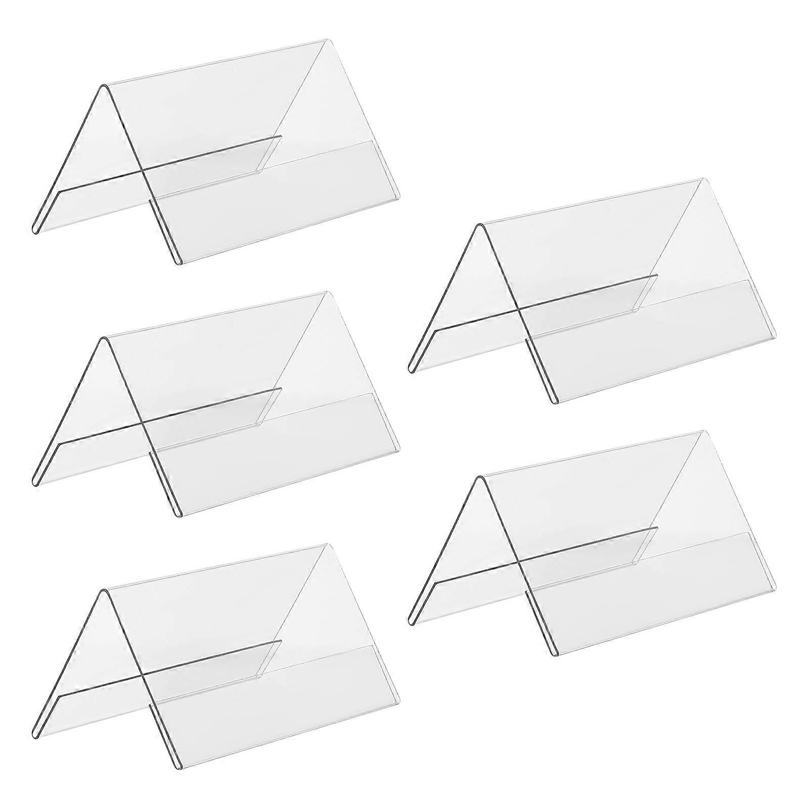 5pcs Acrylic Double Sided Display Stand for Conference, Guest Seat Name Cards, Clear Sign Holder for Restaurants, Schools, and Events, Transparent