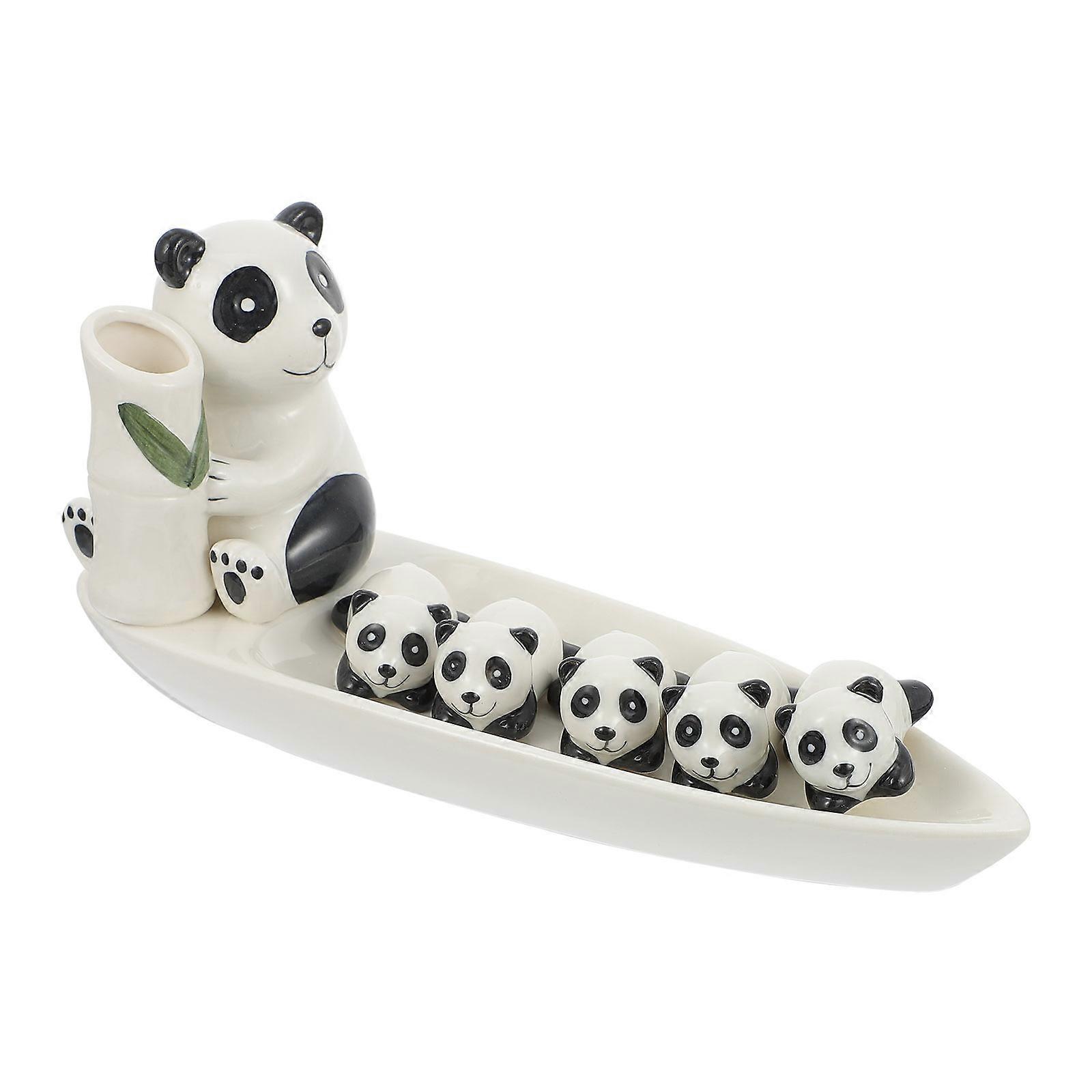 Panda Chopsticks Stand Set Utensil Holder for Table Decor at Home or Restaurant, Perfect Family & Friends