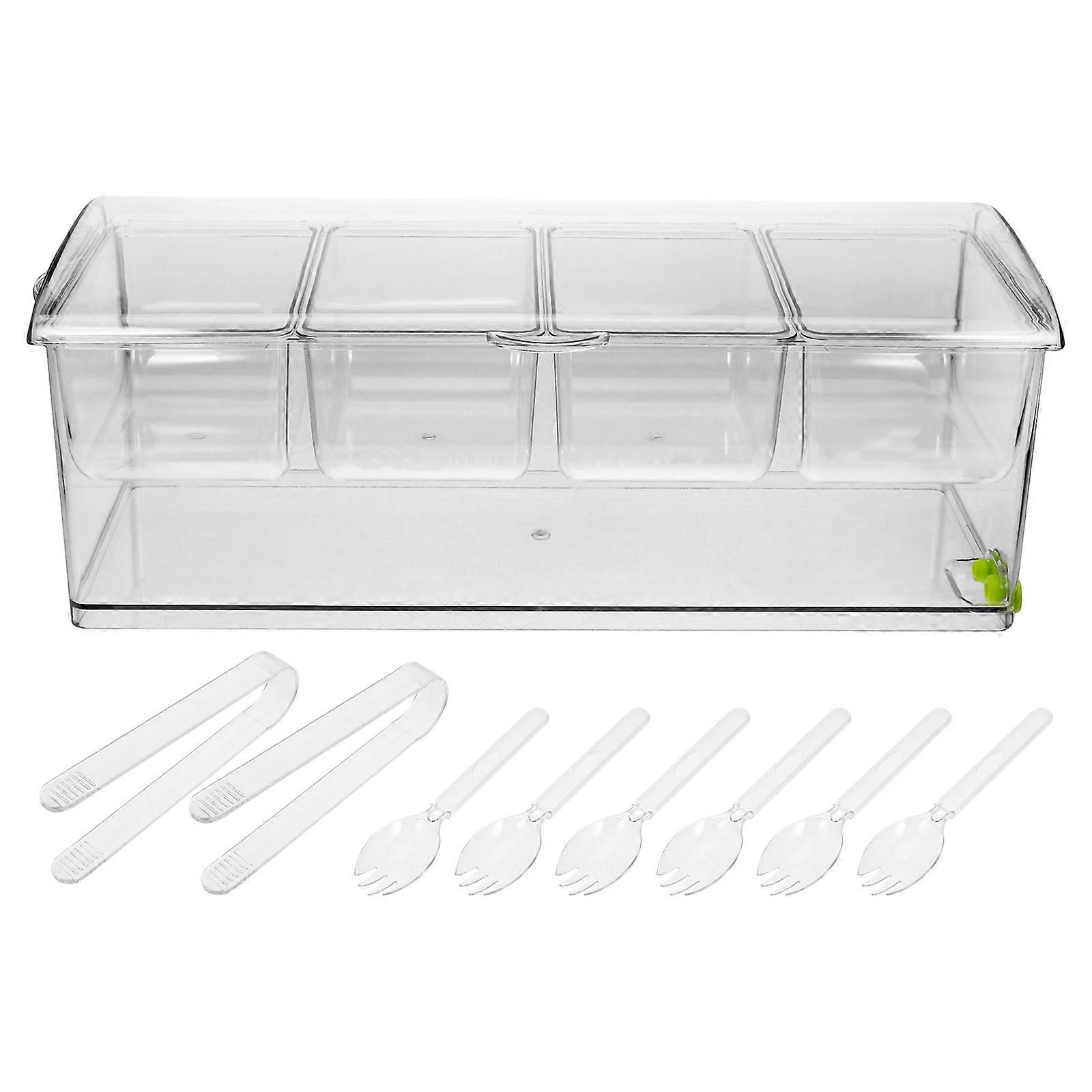Fridge Organisation Kitchen Organizer Container Transparent 41.50X16.50X14.00CM Food Preservation Boxes 1Set