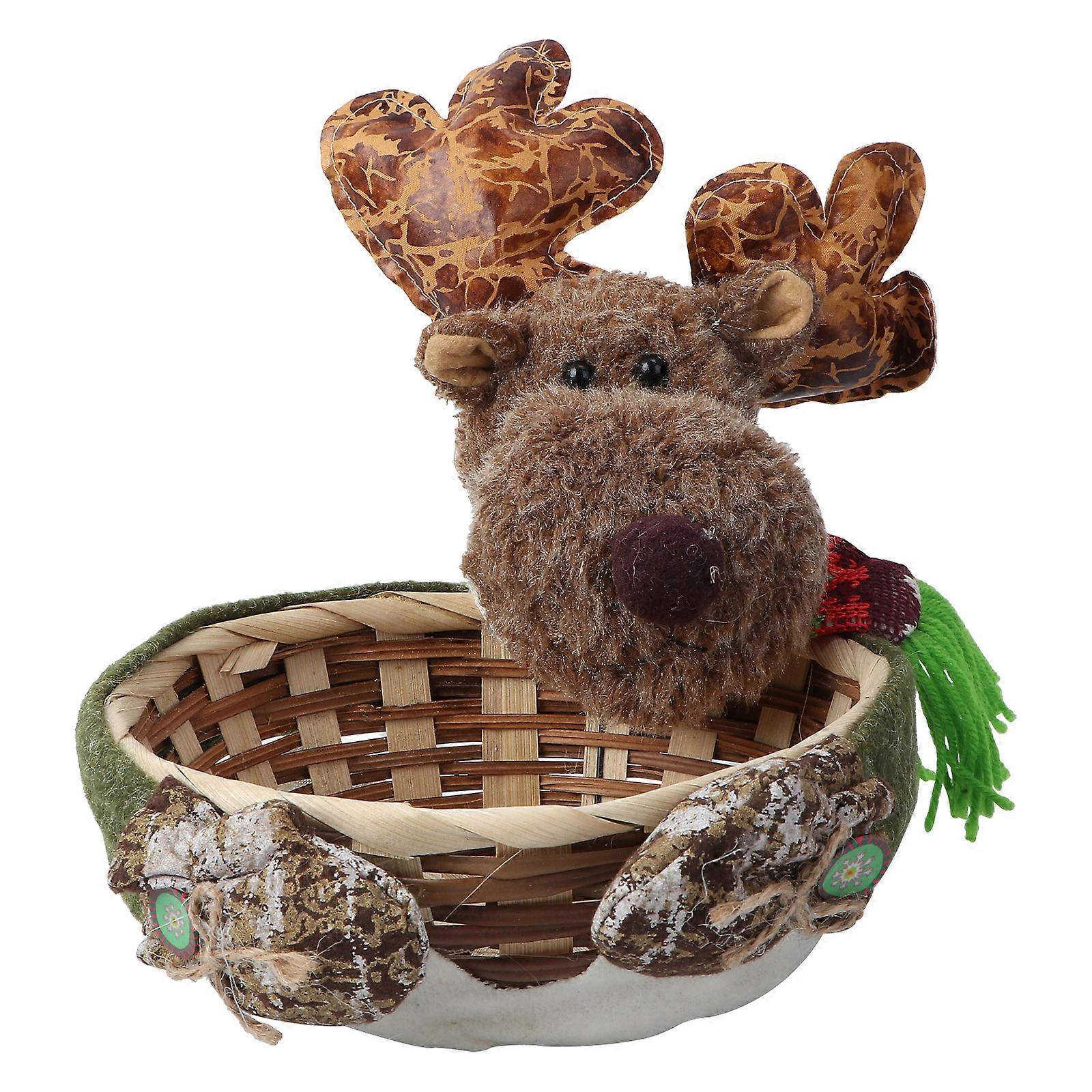 Bread Basket For Countertop Cloth Material Elk Patterned Storage Bin For Toddlers 1Pack