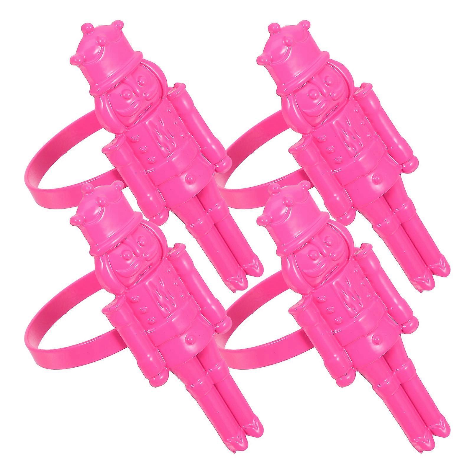 Nutcracker Napkin Rings Holiday Napkin Rings for Party Use 4Pcs Rosy Alloy