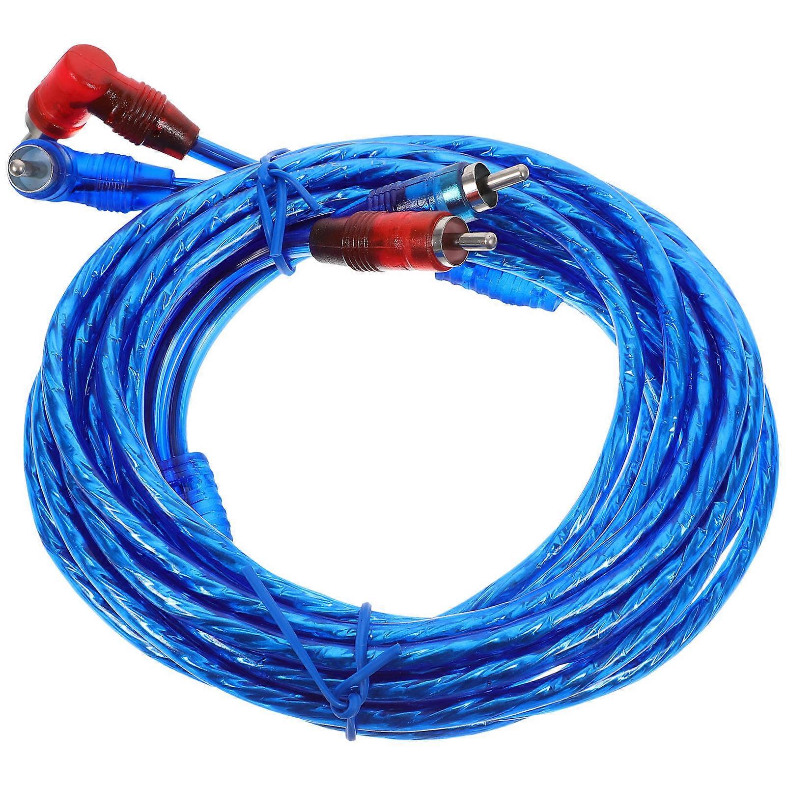Audio Video Cable Dual RCA To Dual RCA Stable Sound Quality Car Audio System 5m Blue Rubber 1Set