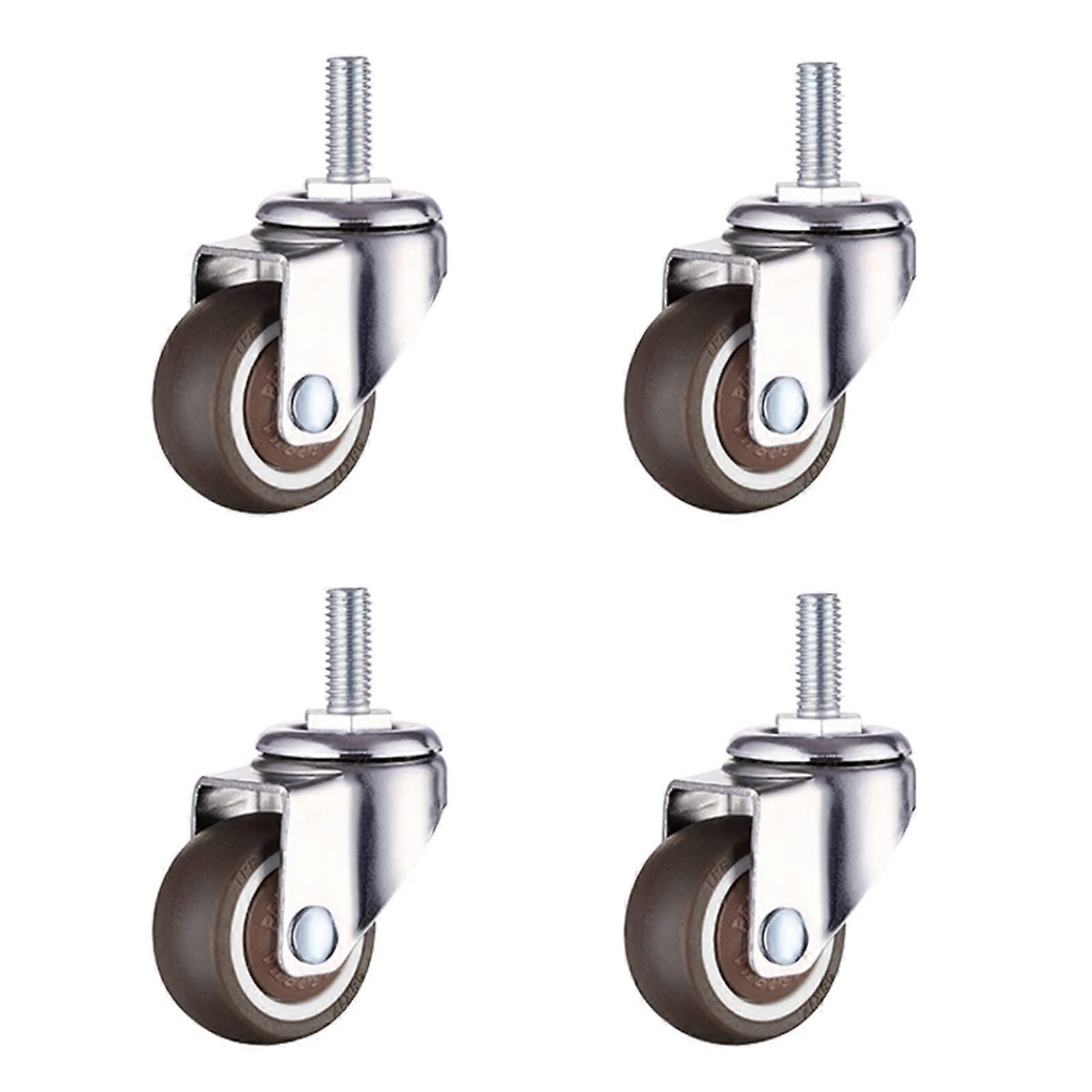 (4 pieces) casters for trolleys, 25 mm/32 mm, quiet rubber wheel with screw M6 x 15 mm Ref: 2997