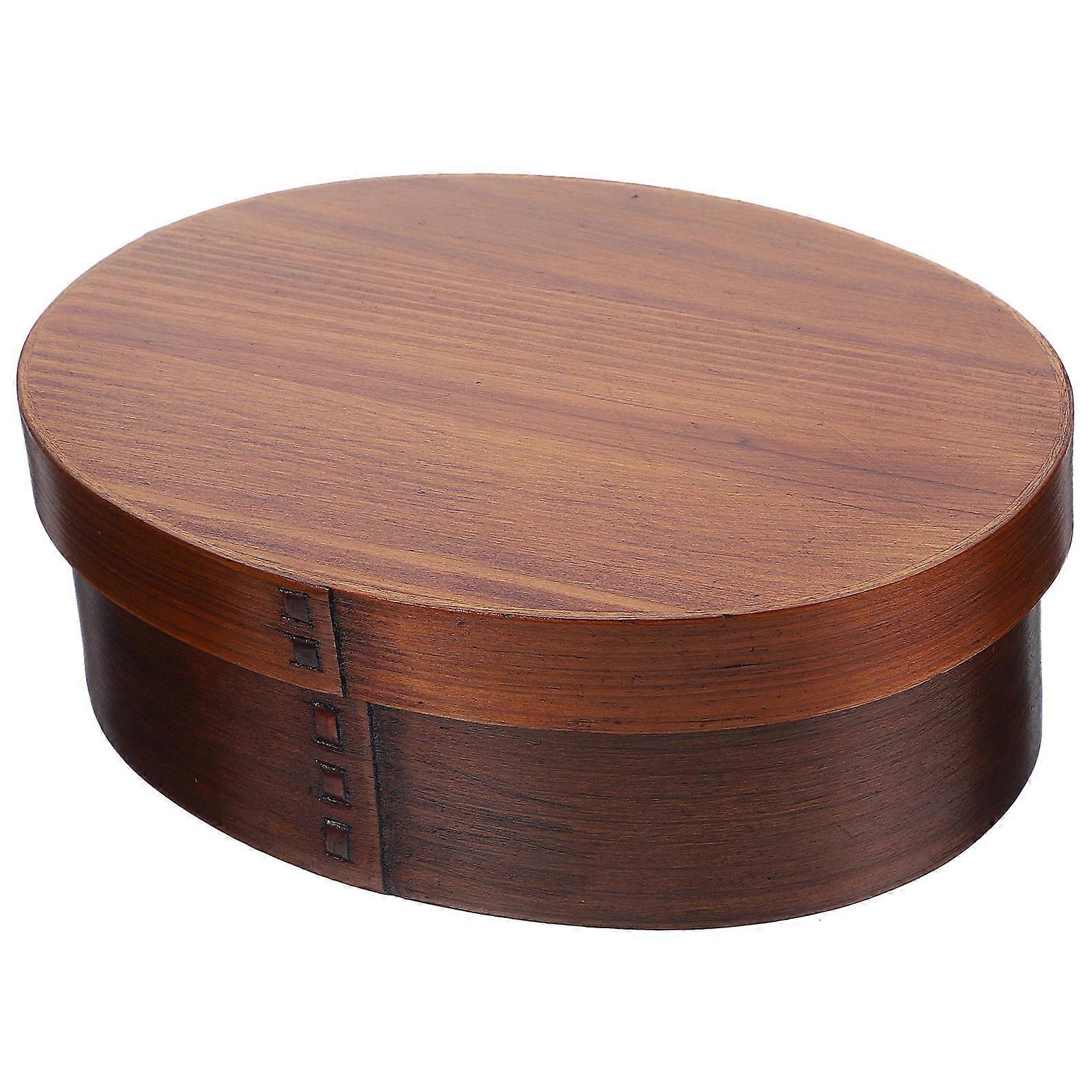 Bamboo Lid Lunch Box Adults Japanese Style Light Brown One Layer Paint Color Insulation 1Set