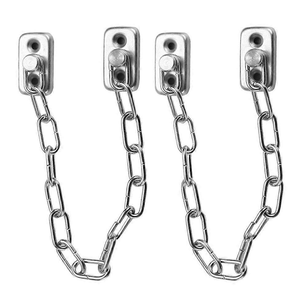 2Pcs Window Safe Locks Door Protective Locks Household Chain Locks (Silver)