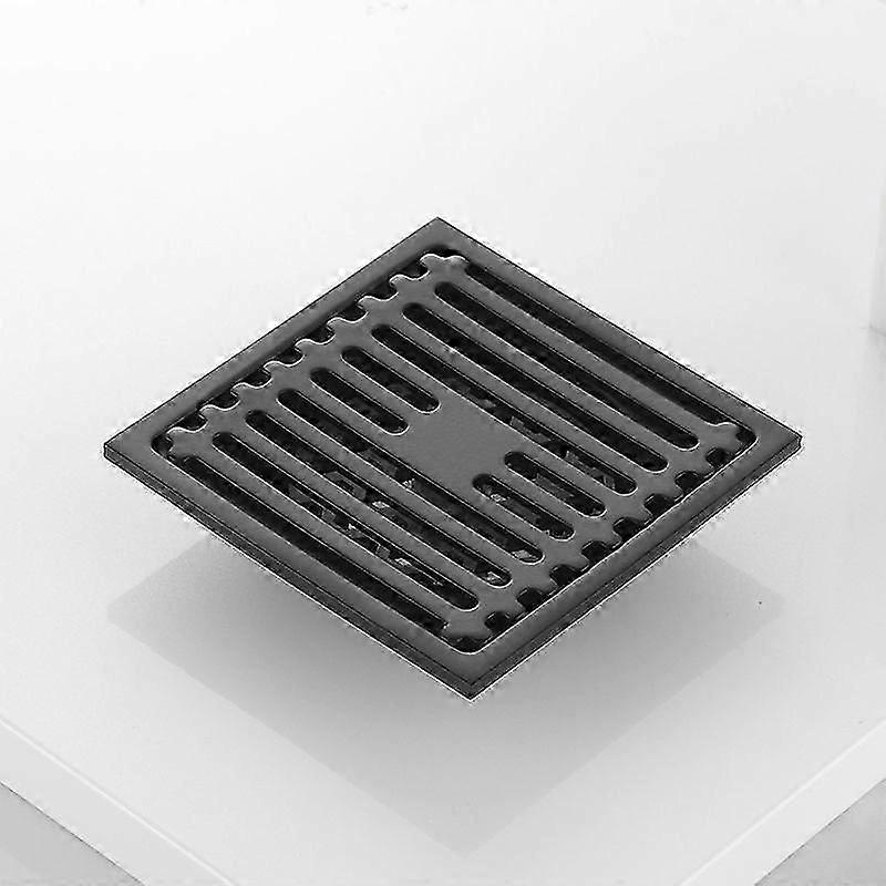 Square Shower Drain with Pattern Cover (Black)
