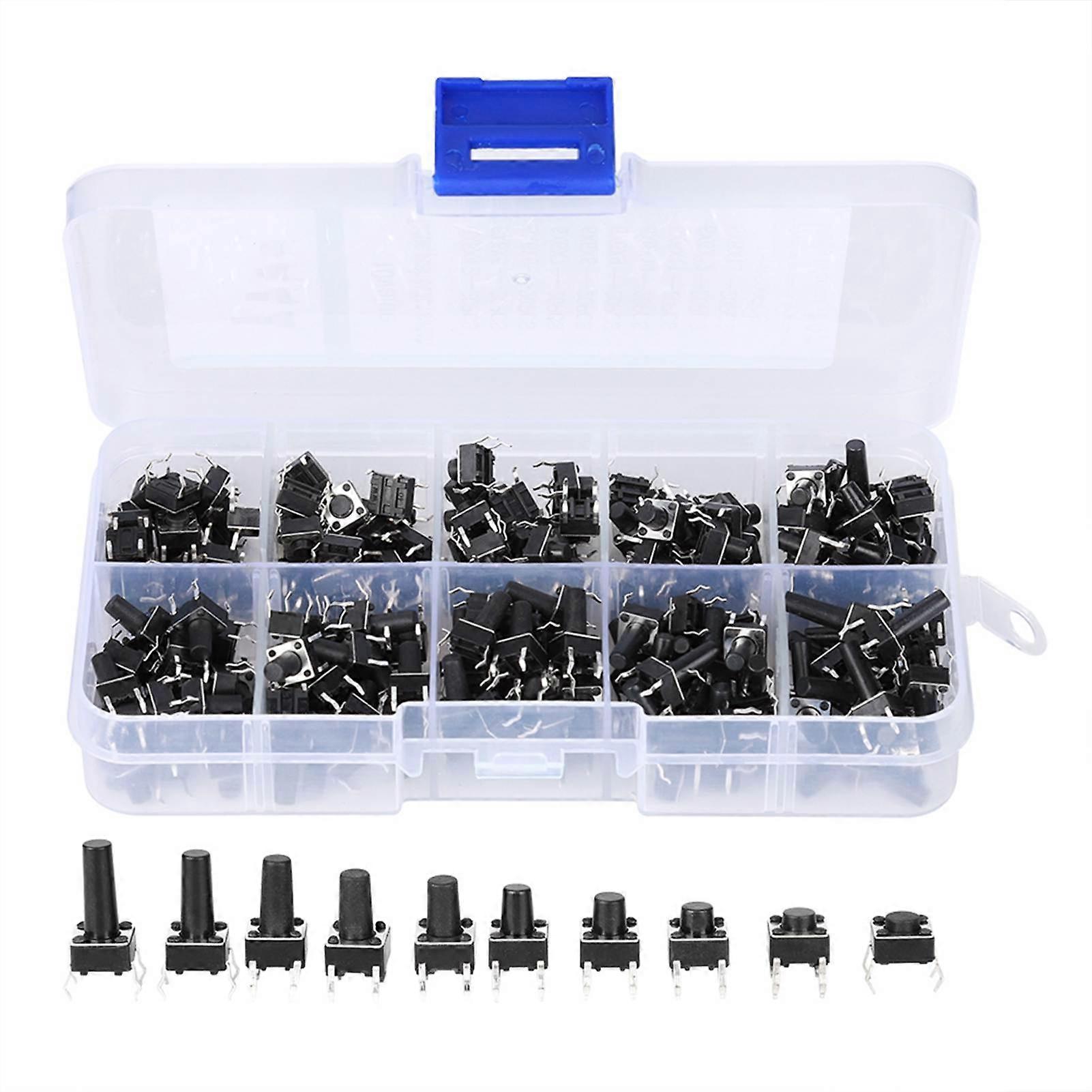200pcs Tact Switch Kit Industrial Accessories Hardware 10W Toggle Switch Kits 200pcs