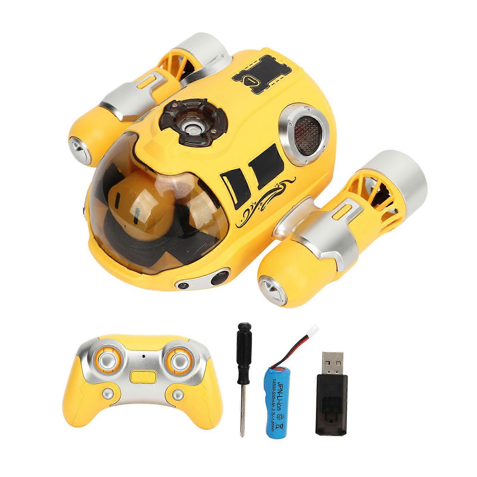 Remote Control Motorboat with 500mah Battery Submarine Spray Gasboat for Pools and Lake Toys Yellow