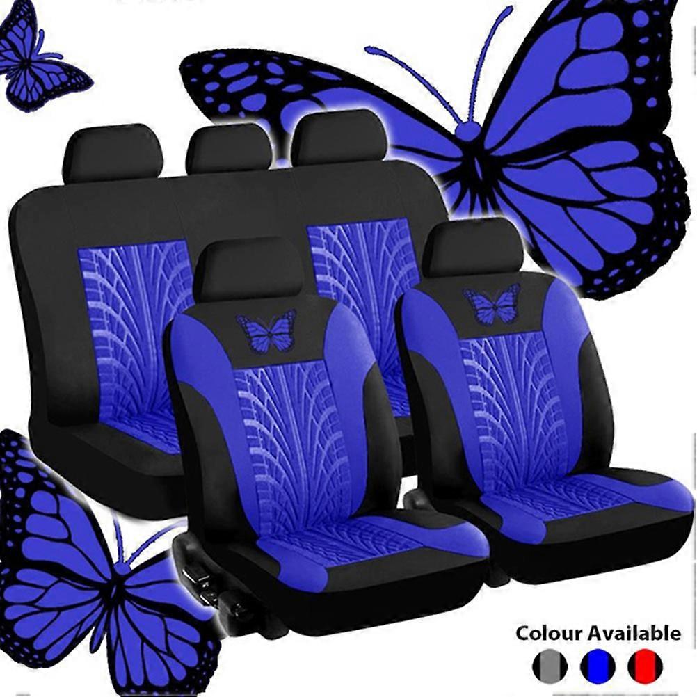 Housses de siège auto universelles, motif papillon, gaufrage, reniflard, ensemble complet, housse de coussin de voiture, accessoires