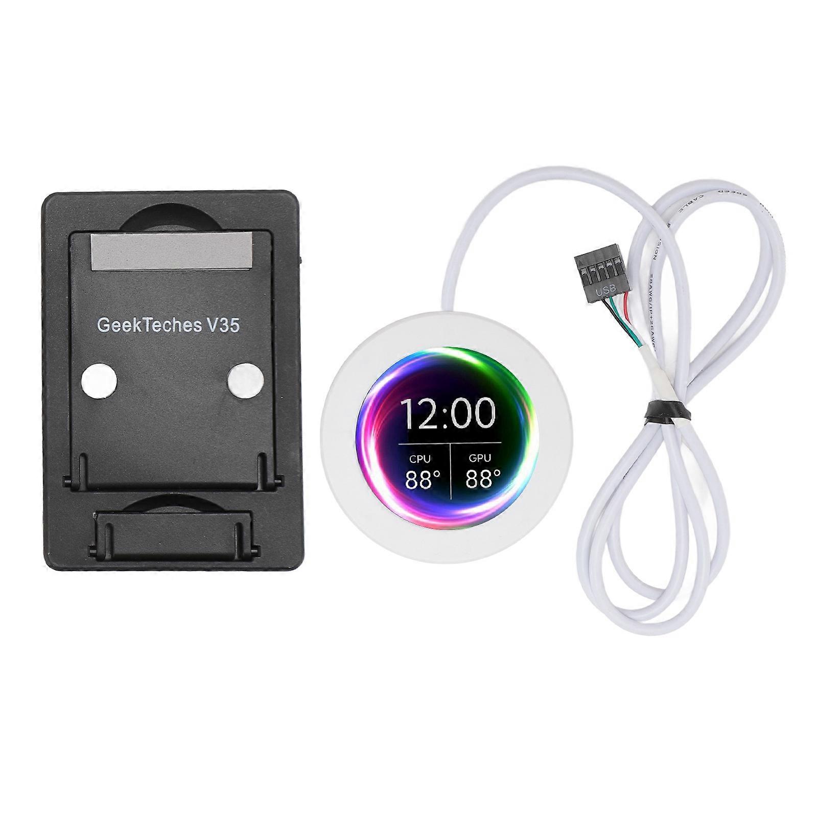 2.1 Inch AIO Computer Temp Monitor CPU Cooler LCD Display Upgrade Kit for Water Cooling Systems PC Sensor Panel for AIDA64 White