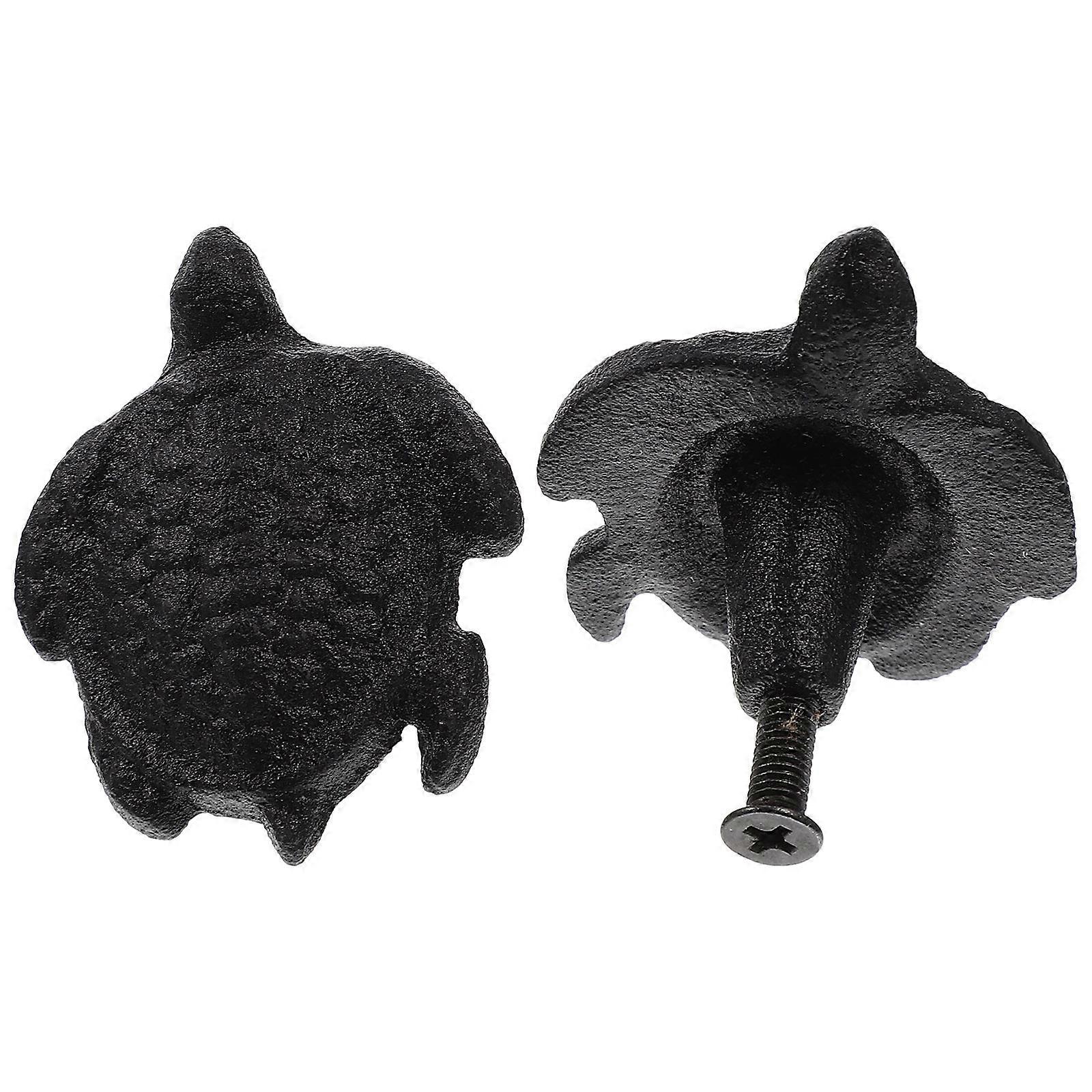 Retro Drawer Handles Cast Iron Wardrobe Handle For Cabinet Home Furniture Black 6X4.5cm 2Pcs