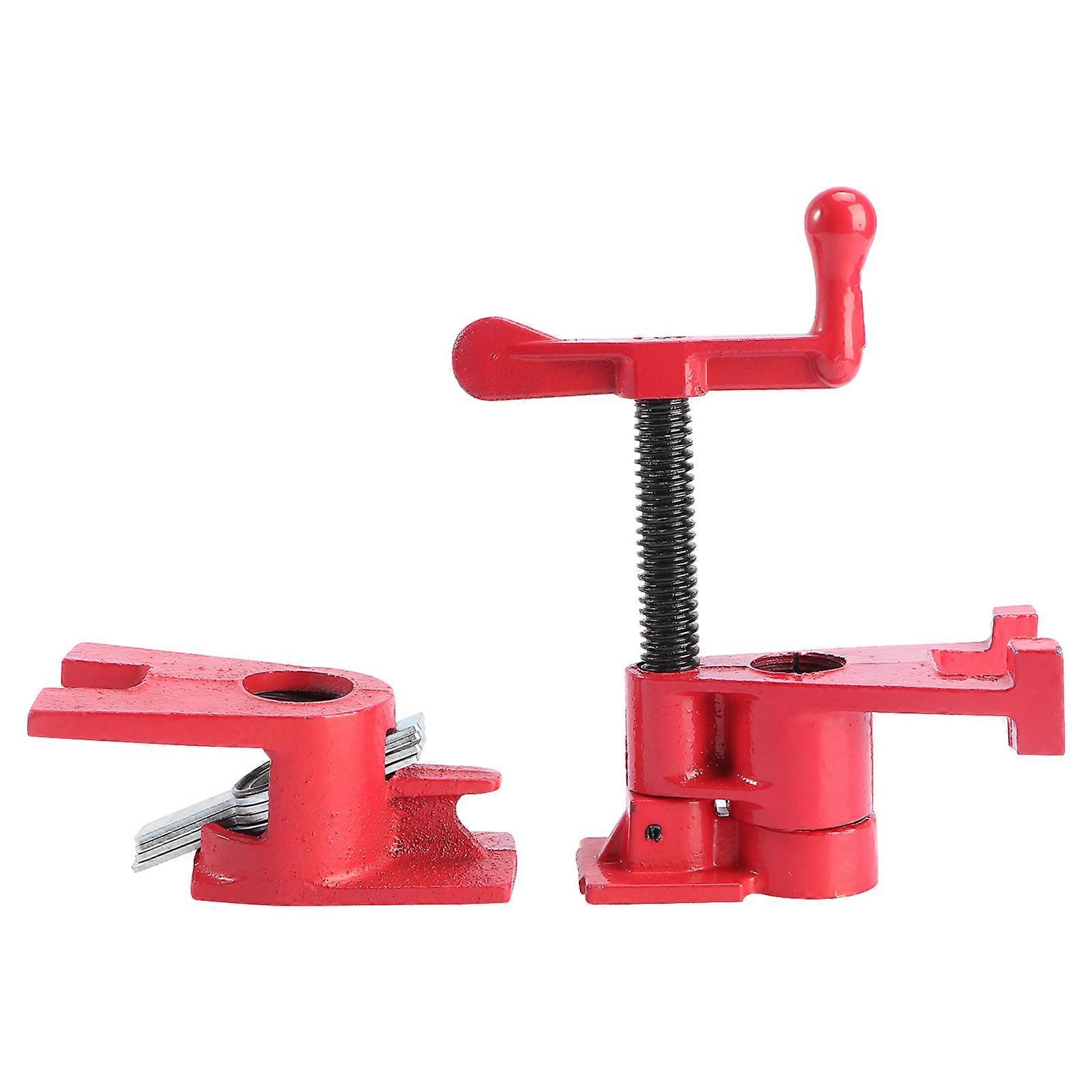 Red Pipe Clamp Set for Woodworking Made of Durable Malleable Steel with Spiral Wire Stalk 1 Set