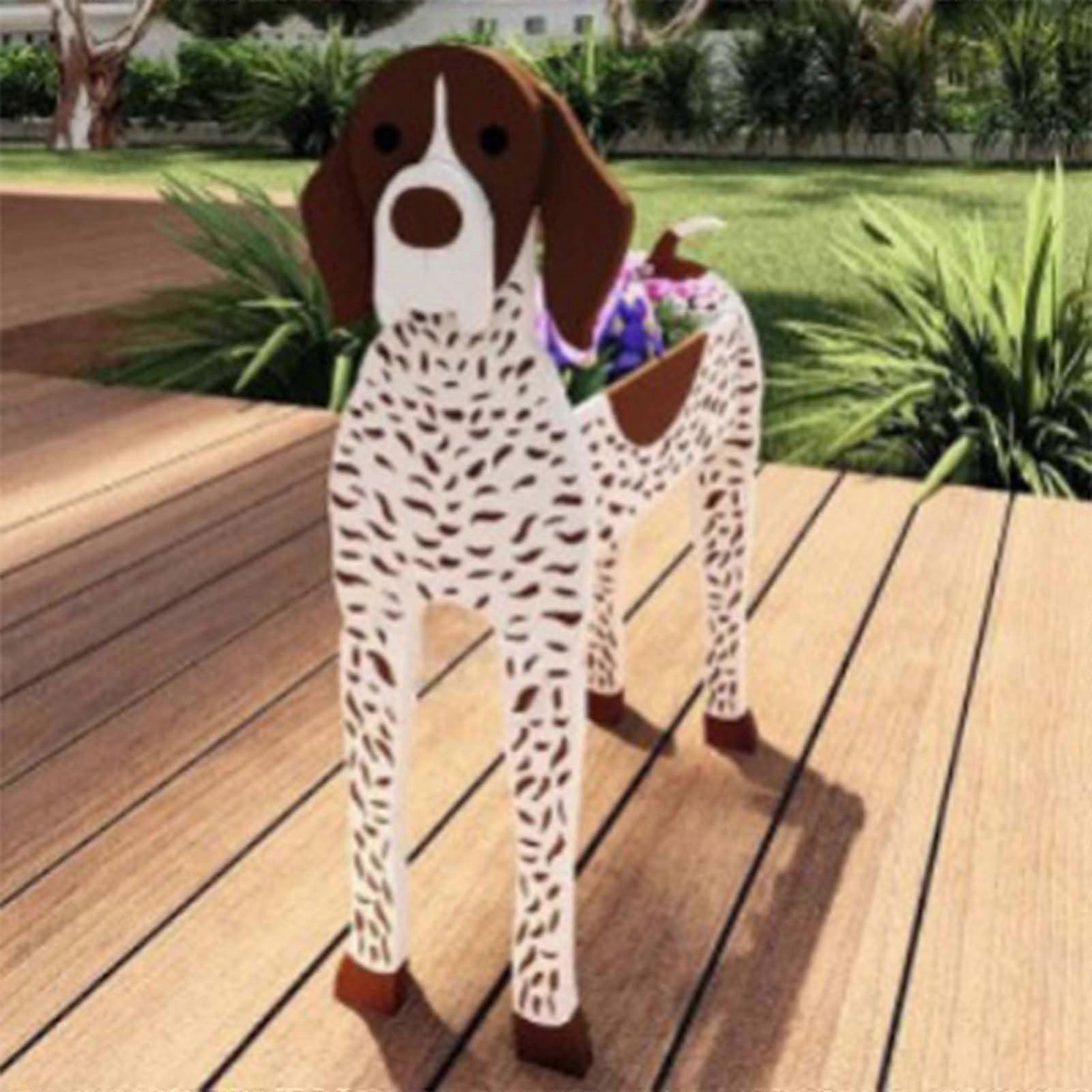 Plant pots for puppies, plant container stands in dog shape (German Shorthair, 17x10in)