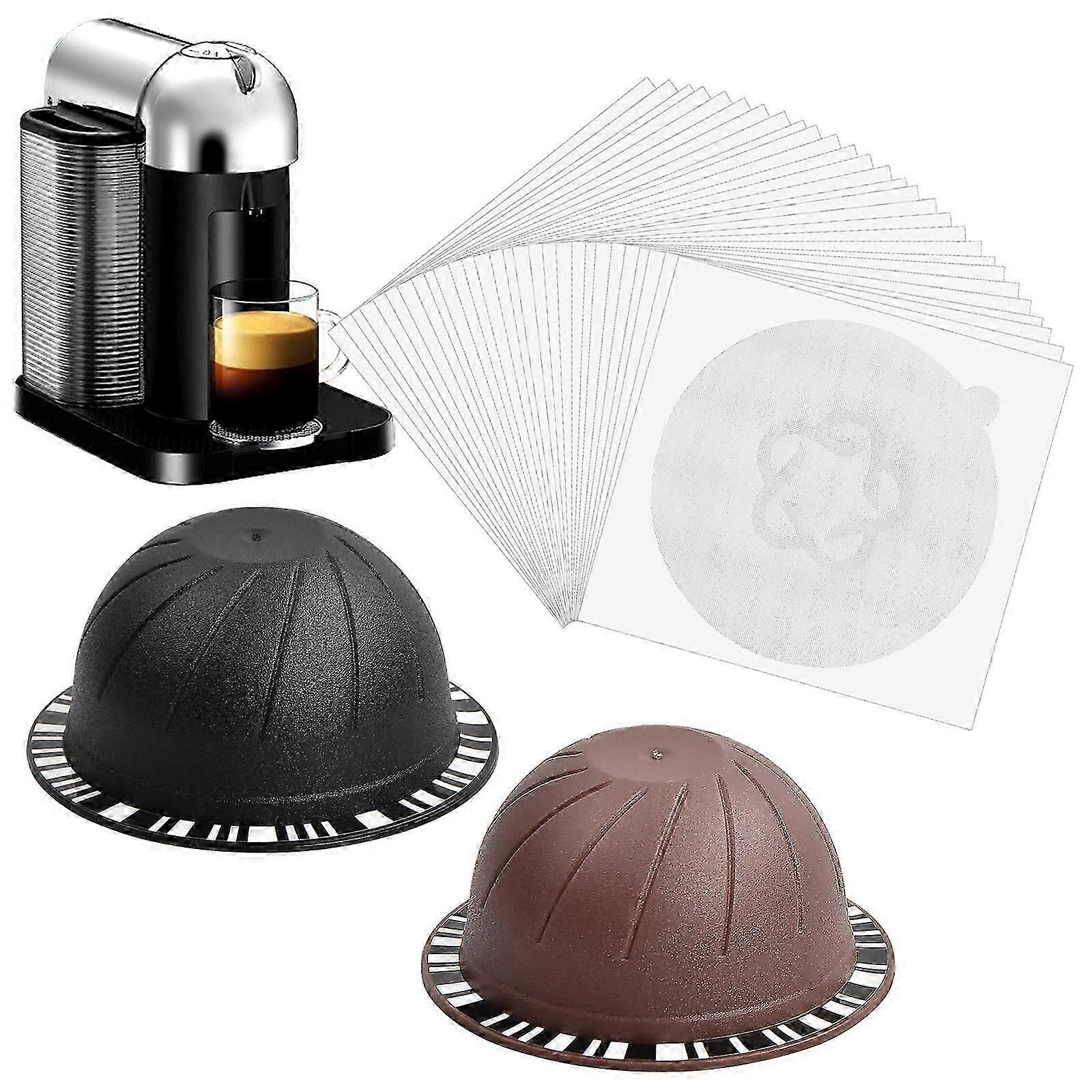Unbrand 2pcs Refillable Vertuo Pods - 7.78oz & 5.07oz Reusable Coffee Capsules with Disposable Alumi
